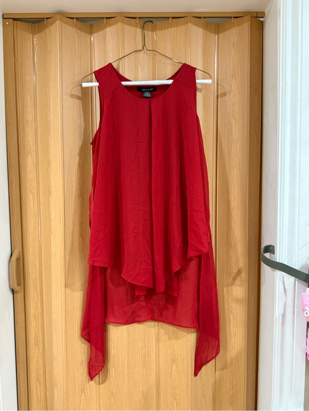 Flowy Sleeveless Red Chiffon Blouse by Worthington